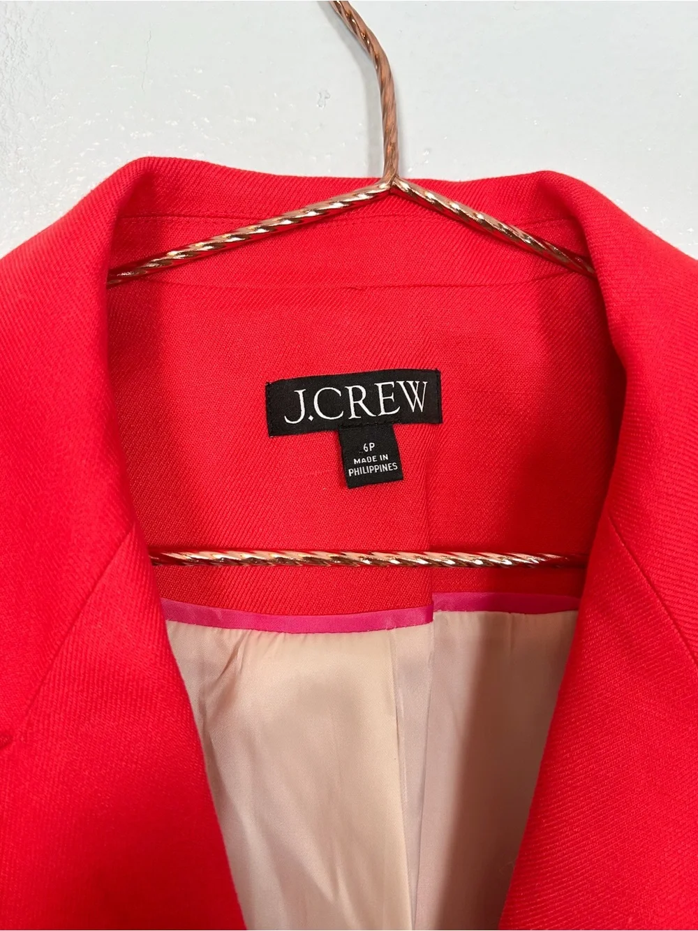 J.Crew Helena Stretch Linen Red Tailored Blazer